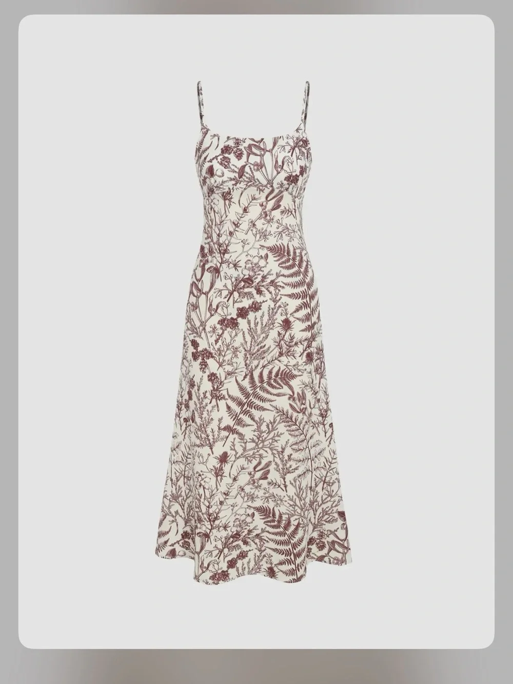 Floral Print Slip Dress in Cream and Brown